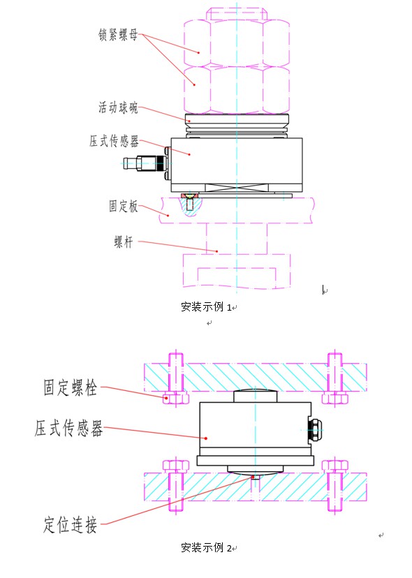 压式力传感器安装尺寸