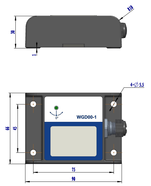 动态倾角传感器 WGD00系列安装尺寸