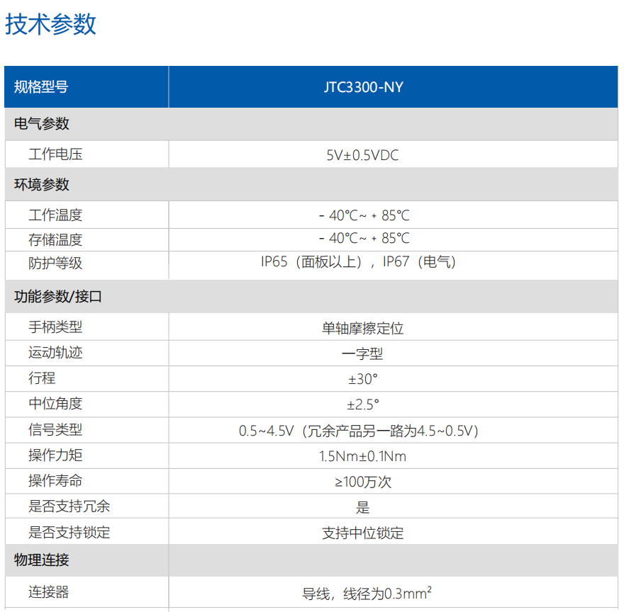 手柄JTC3300-NY（单轴摩擦定位）